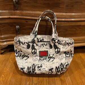 Marc by Marc Jacobs White/Black Coated Canvas Large Graffiti Tote